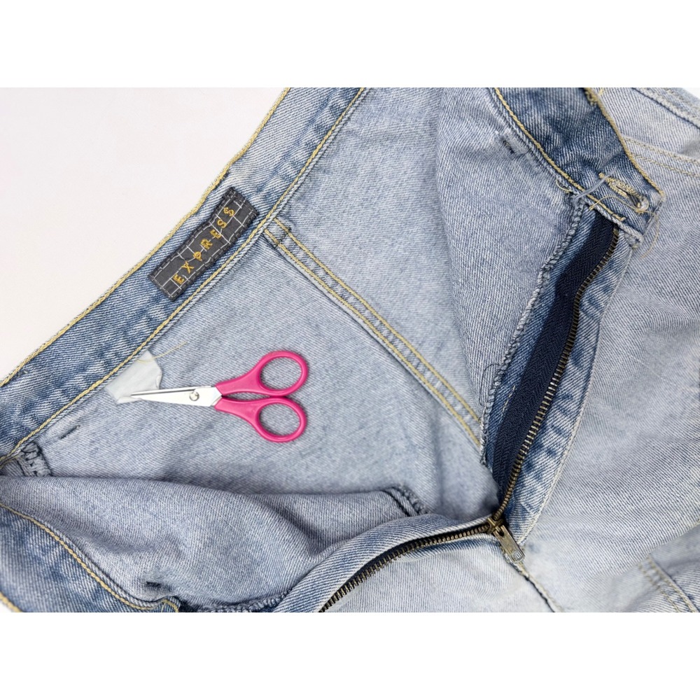Vintage Y2K Express Avant Garde Utility Panel Barrel Leg Jeans Light Wash 4 - Picture 7 of 14